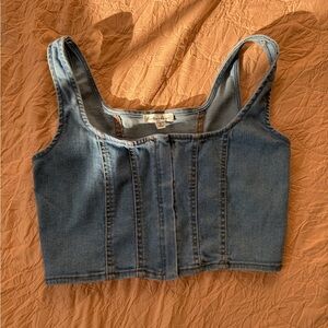 Bershka Blue Denim Crop Top